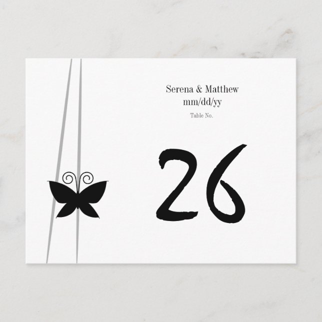 Black Butterfly Table Number (Front)