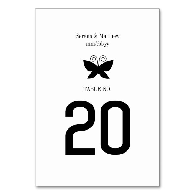Black Butterfly Table Number (Front)