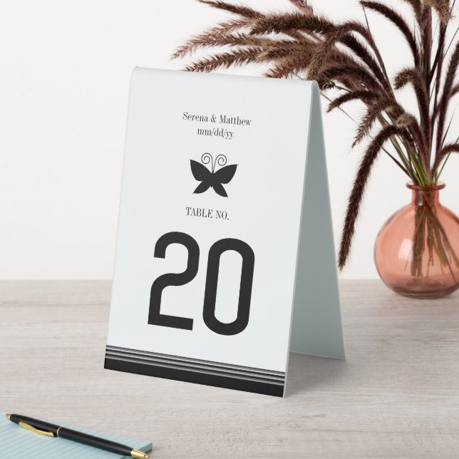 Black Butterfly Table Number Table Tent (In SItu (Table))