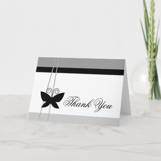 Black Butterfly Thank You Card (Front)
