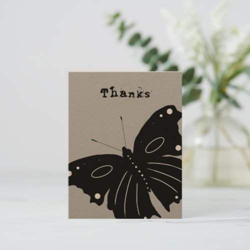 Black Butterfly Thanks Custom Message Card