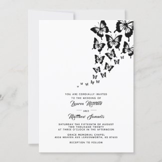 Black Butterfly Wedding Invitation