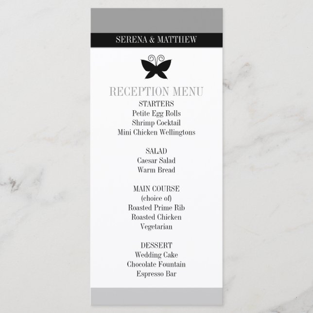 Black Butterfly Wedding Menu (Front)