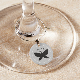 Black Butterfly Wine Glass Charm