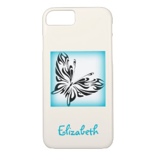 Black Butterfly with Blue Border Personalized iPhone 8/7 Case