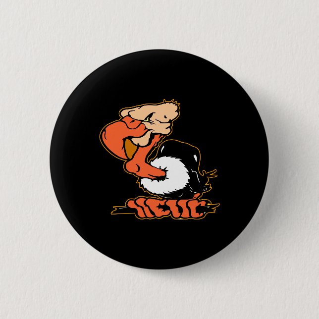 Black Buzzard Cartoon Tattoo Button (Front)