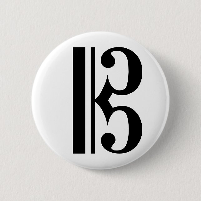 Black C Clef Pinback Button (Front)