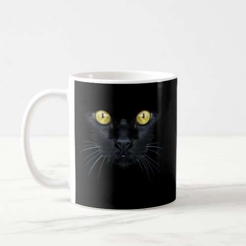 Black Ca Yellow Eyes Kitty Kitten Cat Face Coffee Mug