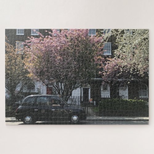 Black Cab Cherry Blossoms Pentonville Road London Jigsaw Puzzle