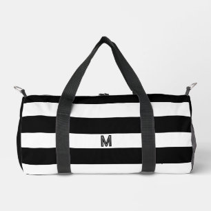 Black Cabana Stripe & Personalized Monogram Duffle Bag