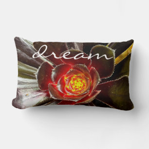 Black Cactus Photo Dream Quote Script Bold Modern Lumbar Pillow