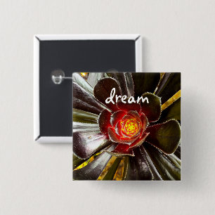 Black Cactus Photo Dream Quote Script Bold Modern Pinback Button