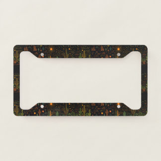 Black Cactus Theme Western Print License  License Plate Frame