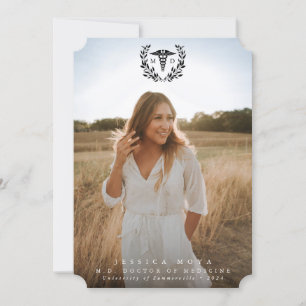 Black Caduceus MD Doctor of Medicine Graduation Announcement