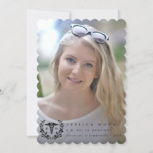 Black Caduceus RN Registered Nurse Graduation Announcement
