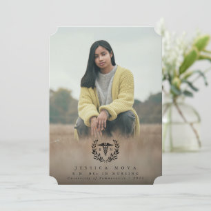 Black Caduceus RN Registered Nurse Graduation Announcement