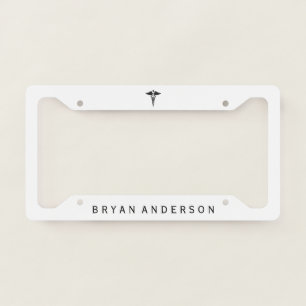 Black Caduceus Symbol Licence Plate Frame