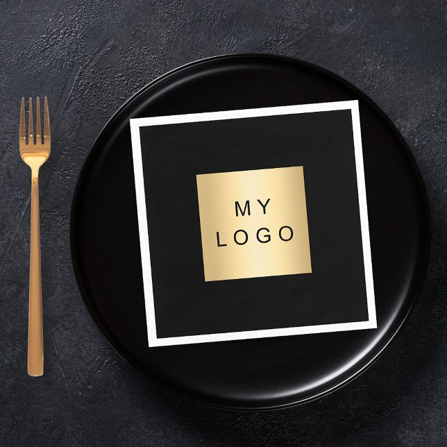 Black cafe bar business logo napkins (Creator Uploaded)