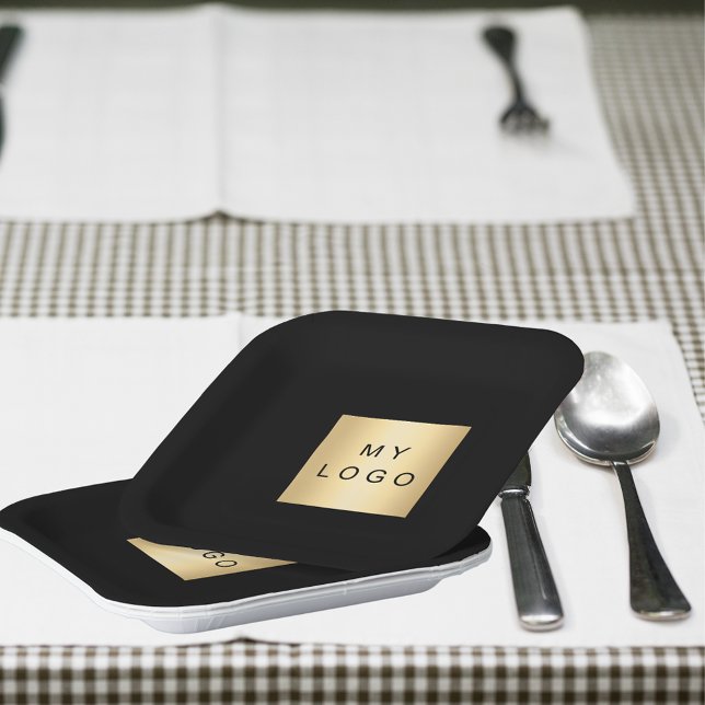 Black cafe bar business logo paper plates (Creator Uploaded)