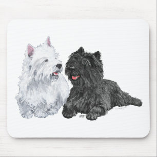 Black Cairn and West Highland Terriers Mouse Pad
