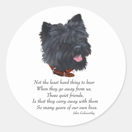 Black Cairn Terrier Rainbow Bridge Classic Round Sticker