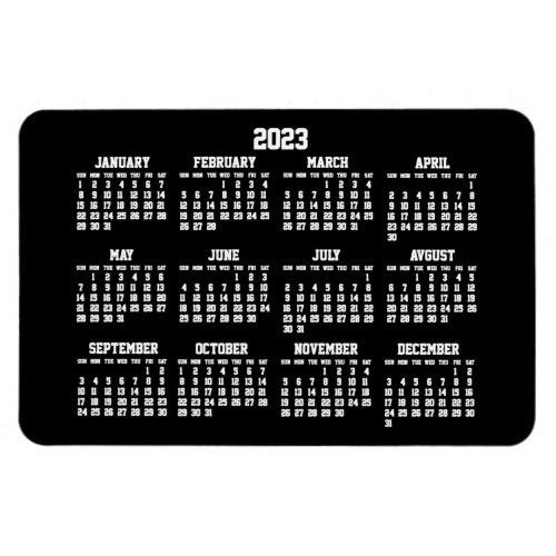Black Calendar 2023 Large Flexible Magnets