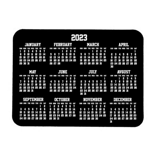 Black Calendar 2023 Small Flexible Magnets