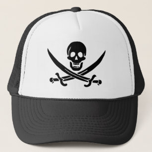 Black Calico Jack Pirate Trucker Hat