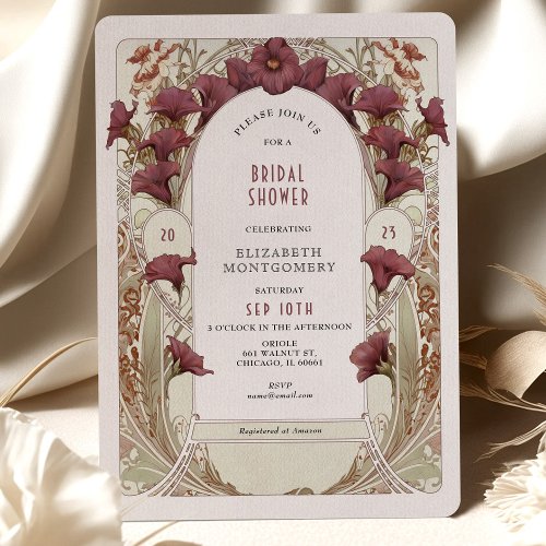 Black Calla Lily Bridal Shower Art Nouveau Deco In Invitation