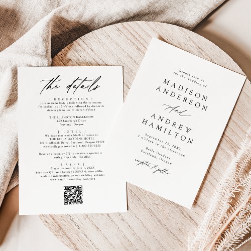 Black Calligraphy All In One QR Code Wedding Invitation