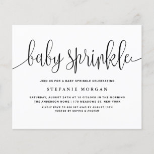 Black Calligraphy Baby Sprinkle Invitation