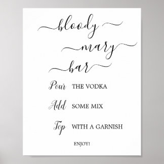 Black Calligraphy Bloody Mary Bar Sign