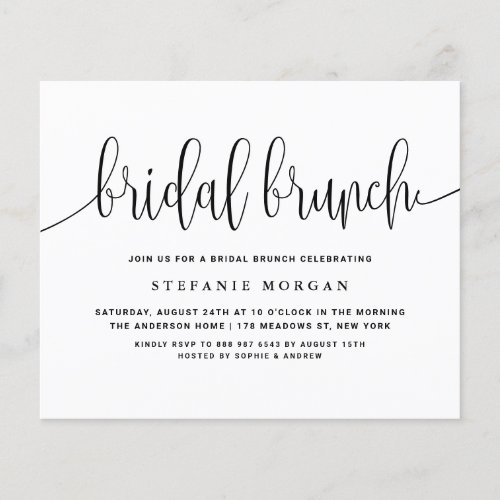 Black Calligraphy Bridal Brunch Invitation