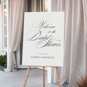 Black Calligraphy Bridal Shower Welcome Foam Board