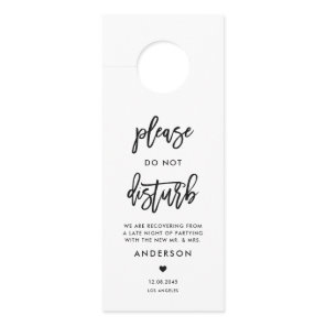 Black Calligraphy Do Not Disturb Wedding Door Hanger