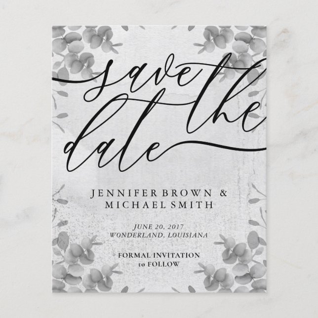 Black Calligraphy Eucalyptus budget special day Flyer (Front)