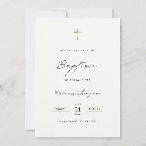 Black Calligraphy Minimalist Baptism Invitation