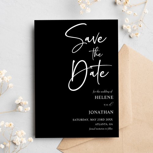 Black Calligraphy Minimalist Wedding Save The Date