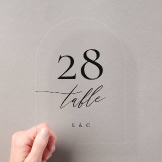 Black Calligraphy Modern Acrylic Arch Table Number