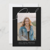 Black Calligraphy Photo Budget QR Code Graduation