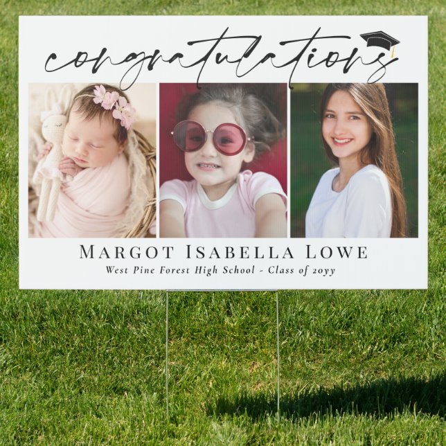 Black Calligraphy Photo Graduation Congratulations Sign (Insitu)