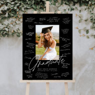 Black Calligraphy Photo Graduation Guest Signature Foam Board