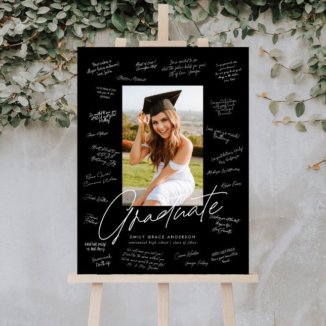 Black Calligraphy Photo Graduation Guest Signature Foam Board (Creator Uploaded)
