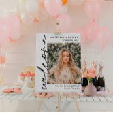 Blush Brass Calligraphy Photo Graduation Welcome Foam Board