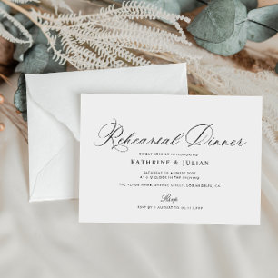 Black calligraphy Rehearsal dinner invitation
