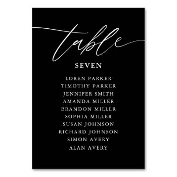 Black Calligraphy Rustic Wedding Seating Chart Table Number by SweetRainDesign at Zazzle