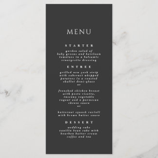 Black calligraphy Script Elegant Dinner Wedding Menu