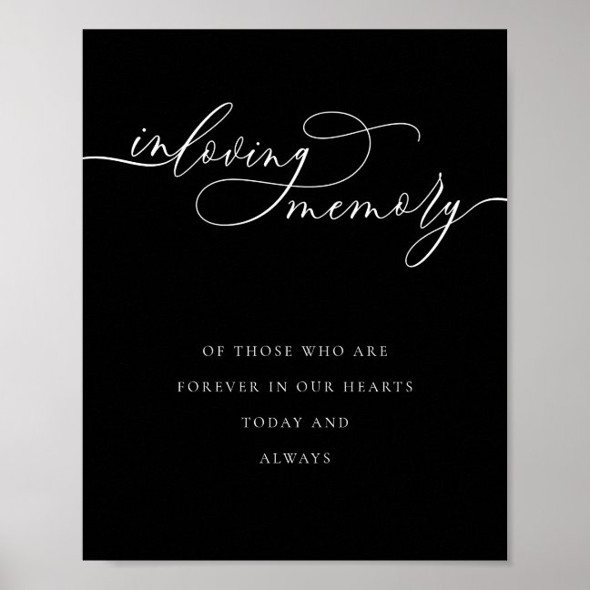 Black Calligraphy Signature in Loving Memory Poster