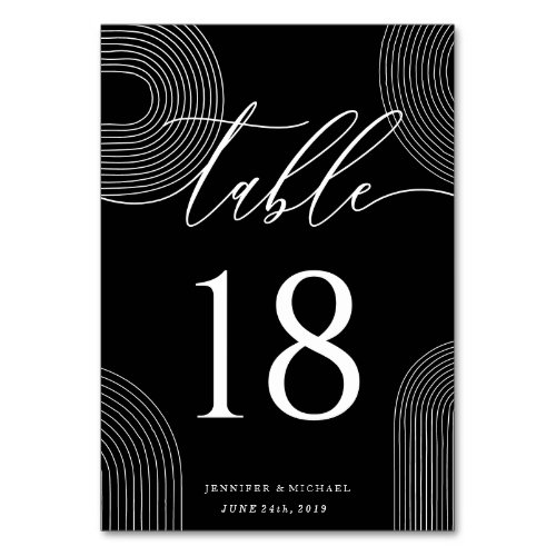 Black Calligraphy Signature Seating Minimalist Table Number