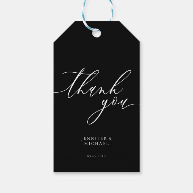 Black Calligraphy Signature Thank You Gift Tags